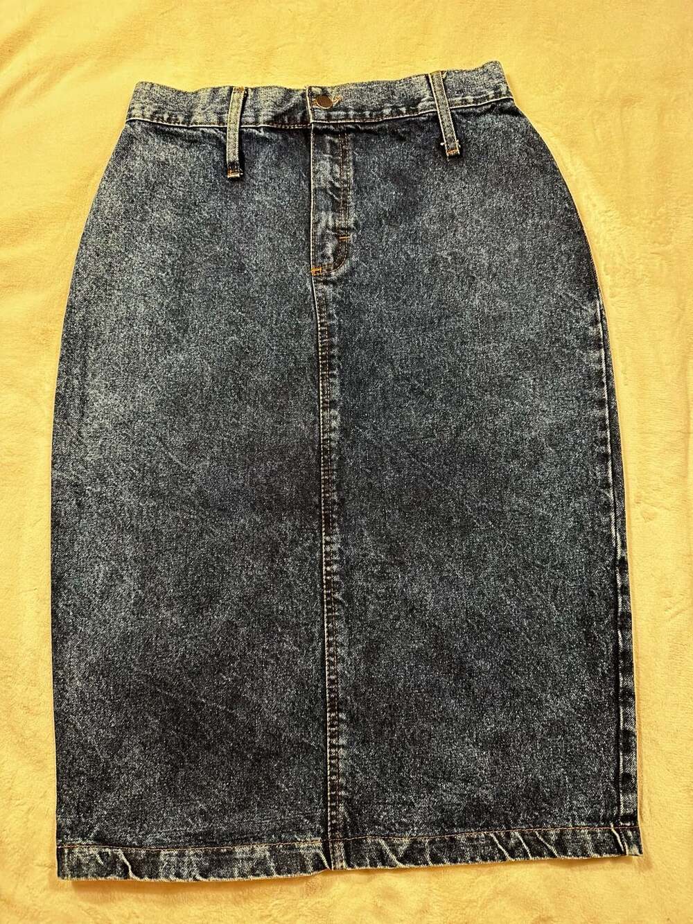 Vintage Cristina dark acid wash denim midi skirt 80s